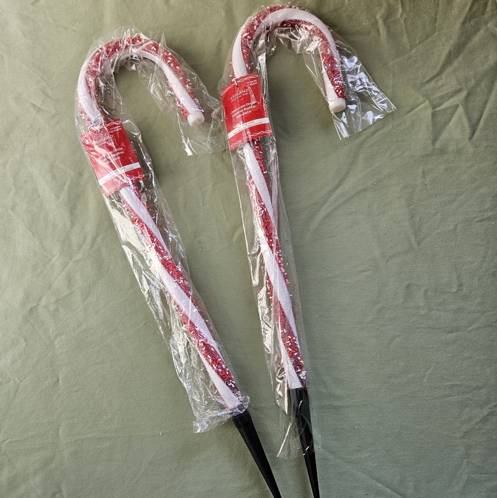 NEW Ashland Red and White Candy Cane Outdoor Decorations Set of Two